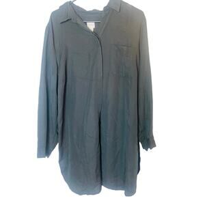 Chico Womens Polo Button Up Long Sleeve Buttoned Cuffs Tunic Top Black Size 3